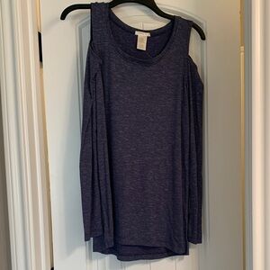 Matty M Cold Shoulder Long Sleeve Top - Navy